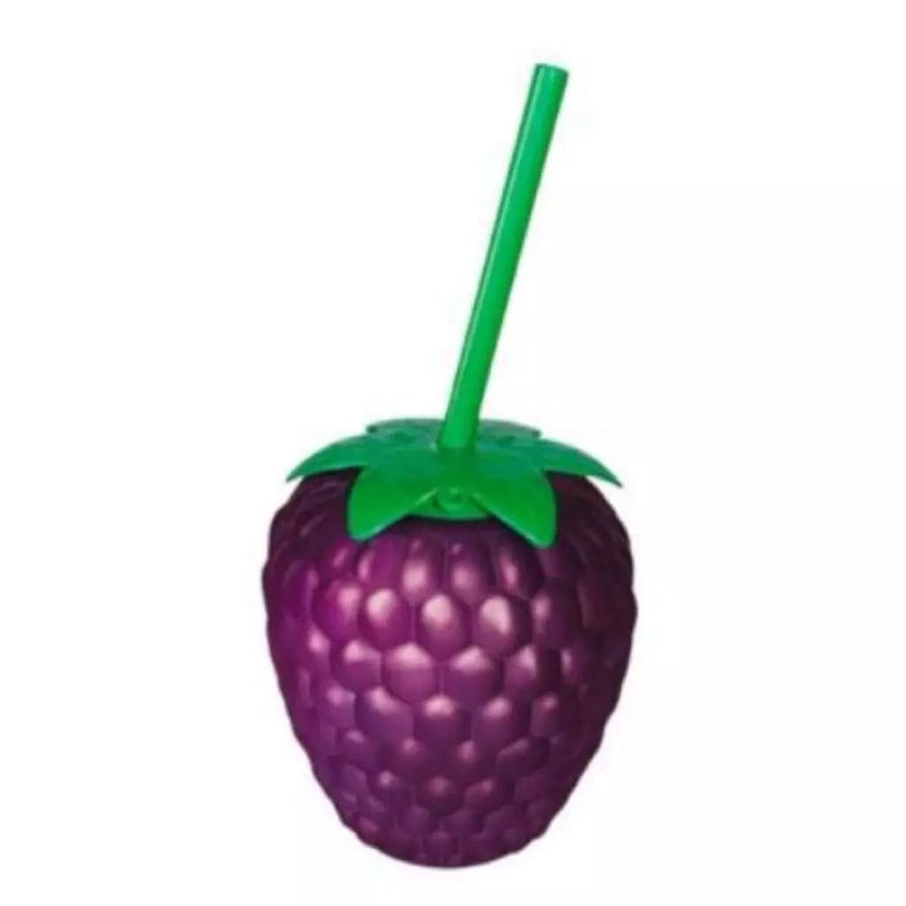 Copo Uva Decorativo Fruta com Canudo 600ml 4 unidades