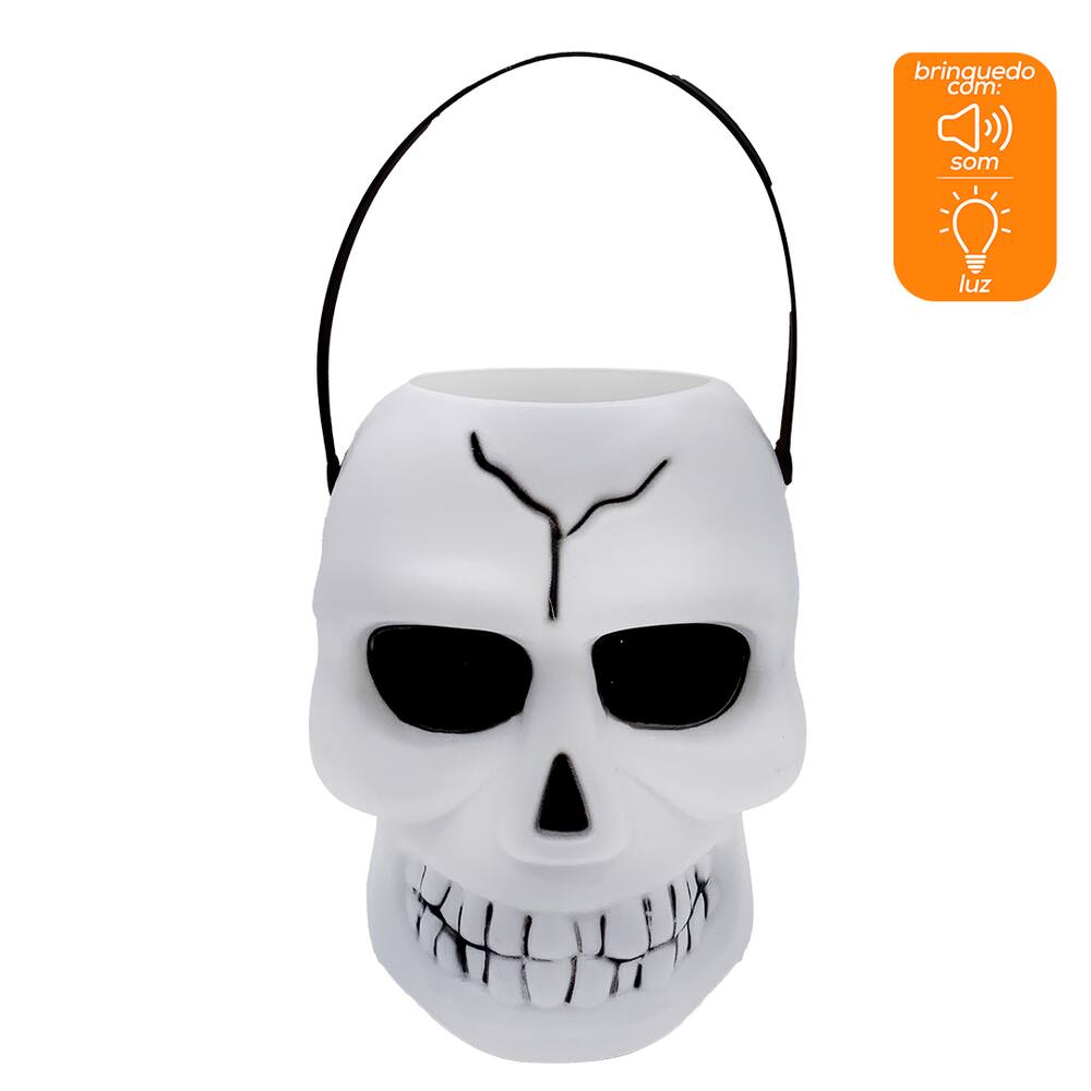 CAVEIRA ILUMINA (1 UNIDADE) Balde Caveira Esqueleto com Luz