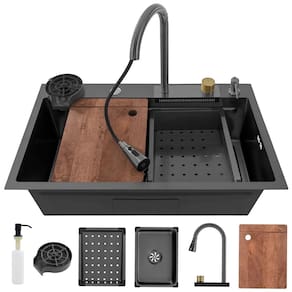 Cuba Goumert Cozinha Pia Cascata Torneira Luxo Completa Inox Lavador Copo