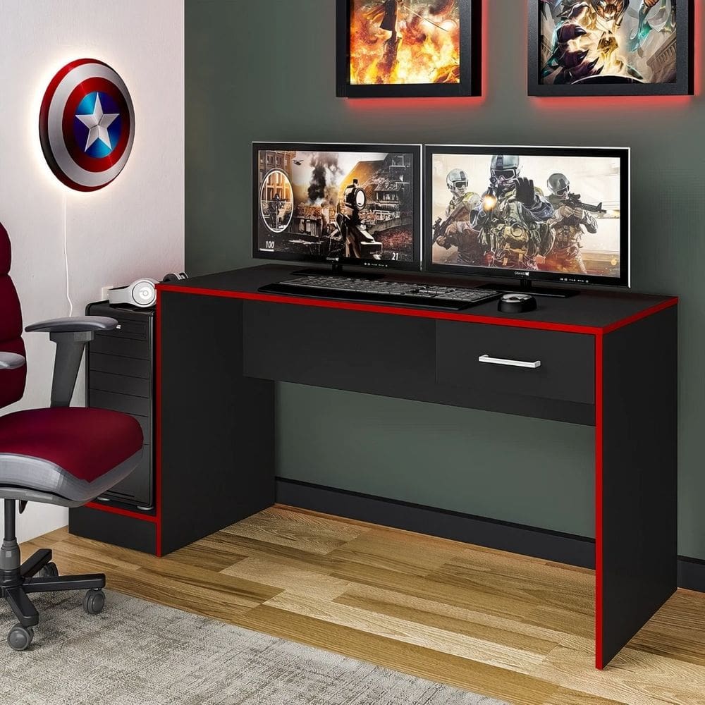 Mesa Escrivaninha Gamer Para 2 Monitores