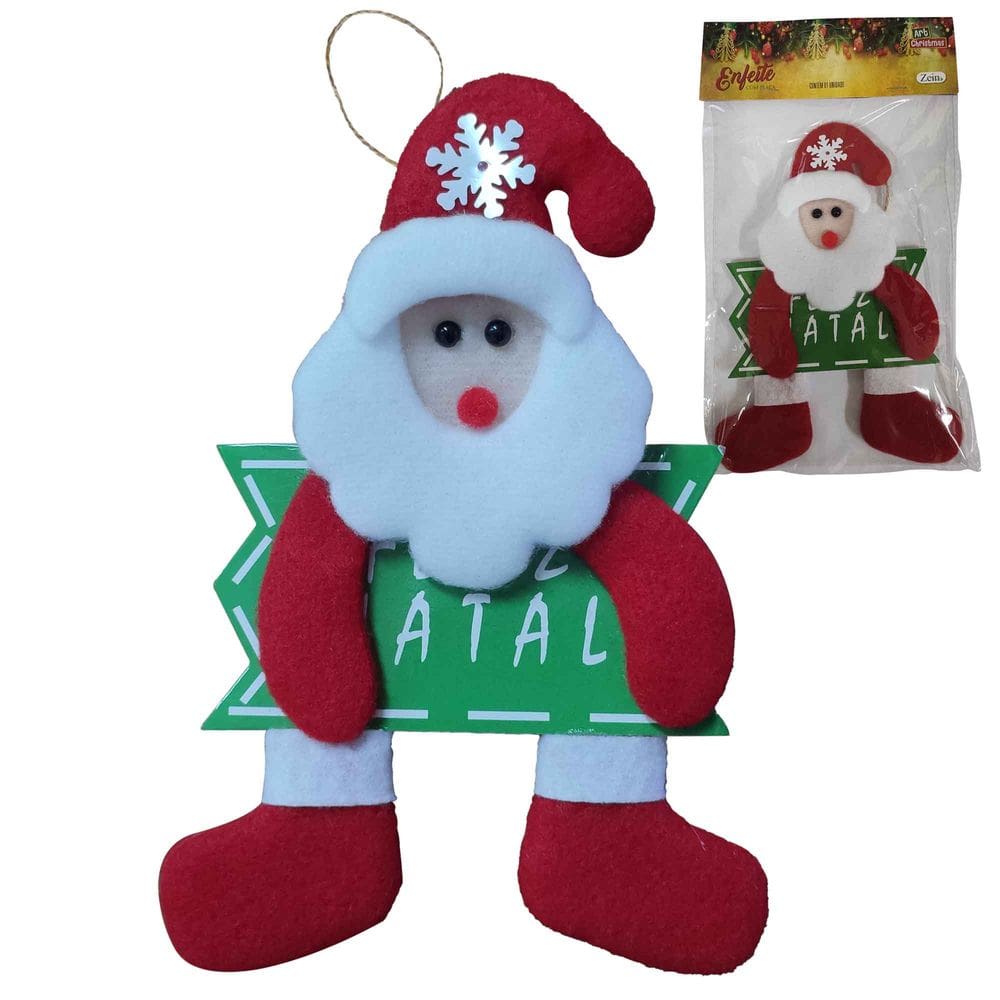 Enfeite para Arvore de Natal Pendente Porta Papai Noel com Placa Feliz Natal Decoração Casa Apartamento Festas