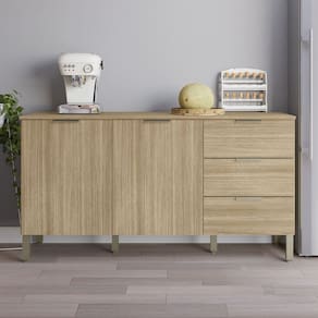 Balcão de Cozinha para Pia 160 Cm Glam 2 Portas 3 Gavetas Freijó - Kits Paraná