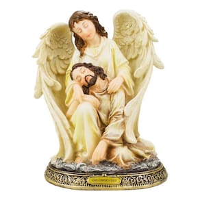 Enfeite Imagem Anjo Conforta Jesus Imagem Religiosa Resina 24cm