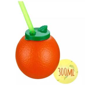 Copo Laranjita Caçulinha com Canudo 300ml 4 unidades- Tema Fruta Laranja
