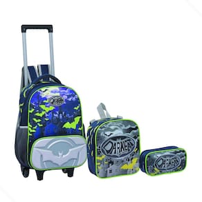 Kit Mochila Menino Darkbat Estojo Lancheira Térmica Creche