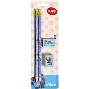 Kit Escolar Disney Stitch 2 Lápis Borracha e Apontador Molin