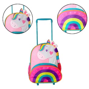 Mochila de Unicórnio Infantil com Rodinhas Colorida Escolar
