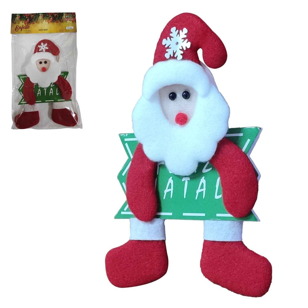 Enfeite para Arvore de Natal ou Porta Pendente Decoração Casa Papai Noel com Placa Feliz Natal Apartamento Festas