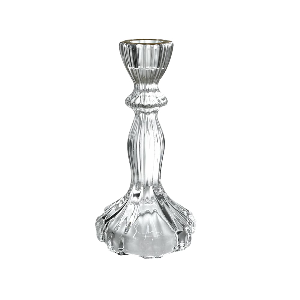 Castiçal Decorativo De Vidro Com Borda Dourada 15,5cm Vela
