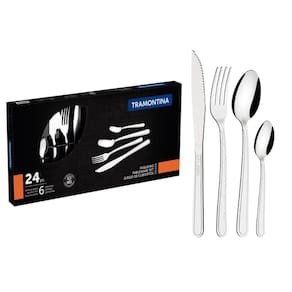 Faqueiro Búzios 24 Peças em Aço Inox com Facas para Churrasco Tramontina 23799/071