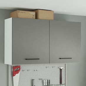 Armário Aéreo Multiuso 120cm 2 Portas Branco/Cinza Agata