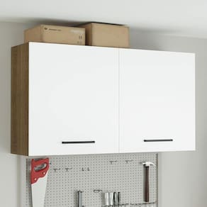 Armário Aéreo Multiuso 120cm 2 Portas Rustic/Branco
