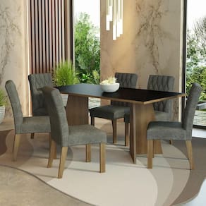 Conjunto Sala Jantar Mesa Madeira 6 Cadeiras Rustic