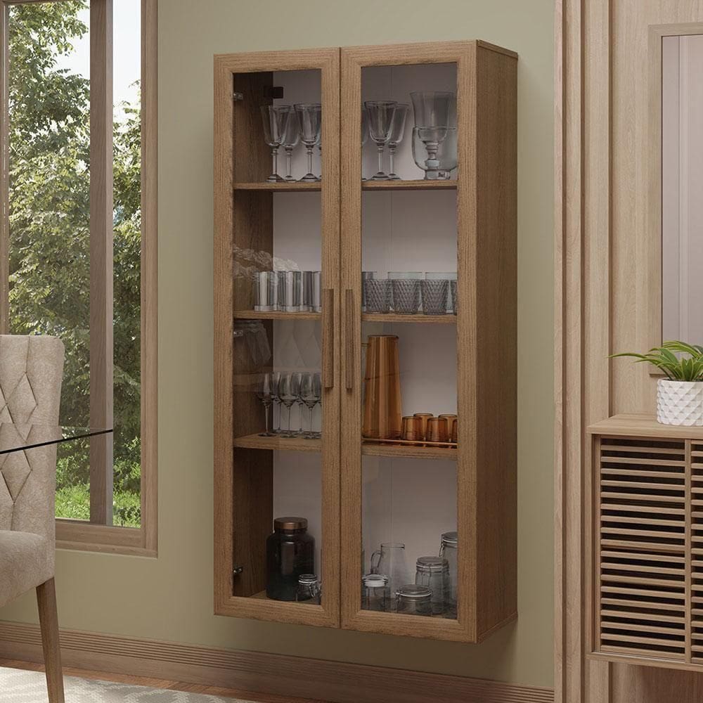 Cristaleira Suspensa 70 Cm 2 Portas De Vidro Rustic Madesa