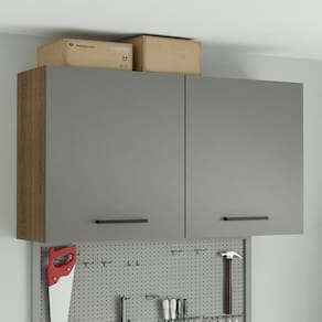 Armário Aéreo Multiuso 120cm 2 Portas Rustic/Cinza Agata
