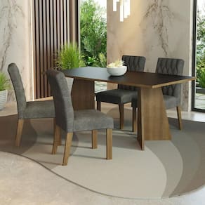 Conjunto Jantar Mesa Tampo Madeira 4 Cadeiras Rustic-preto