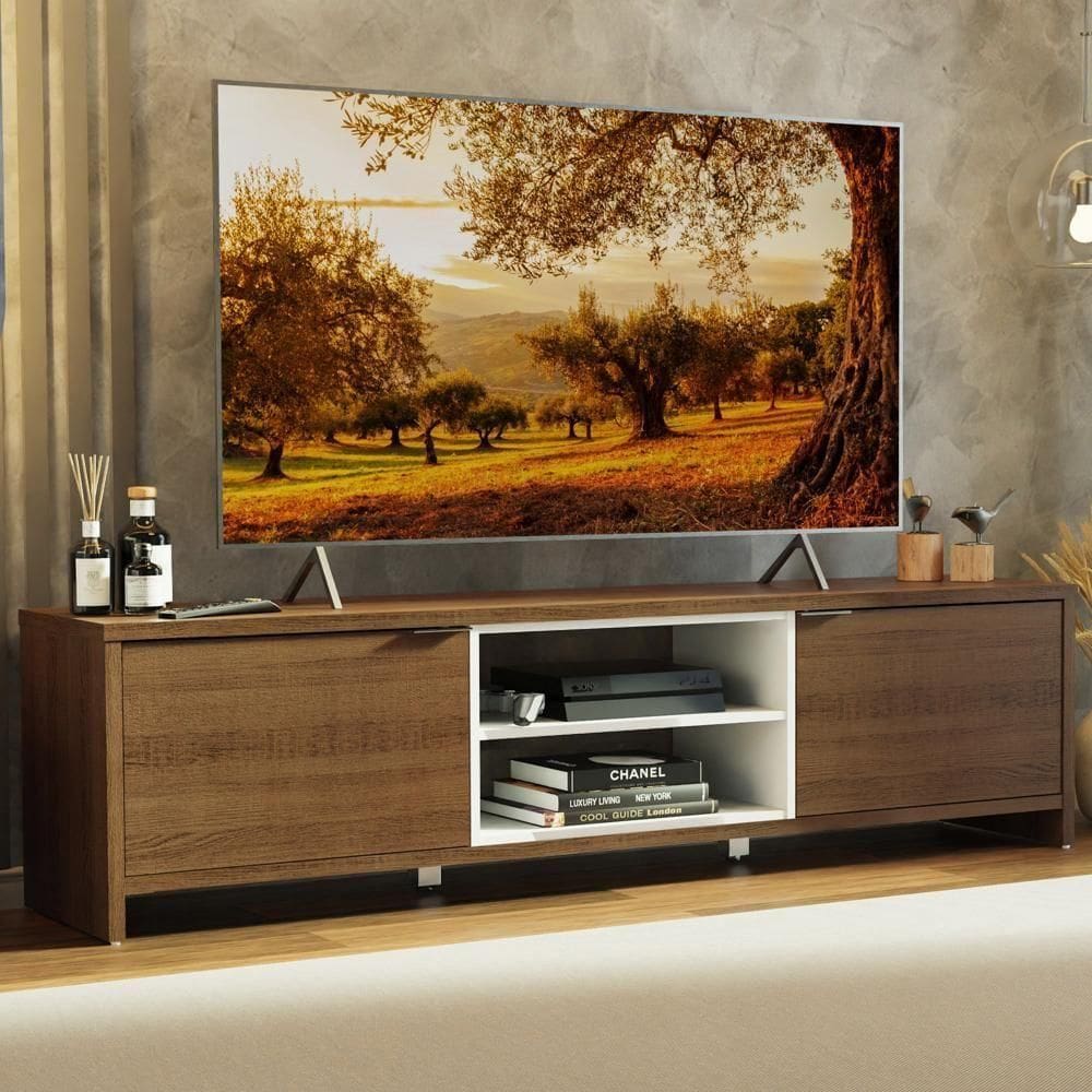 Rack Para TV Até 75" 180cm 2 Portas Rustic/Branco