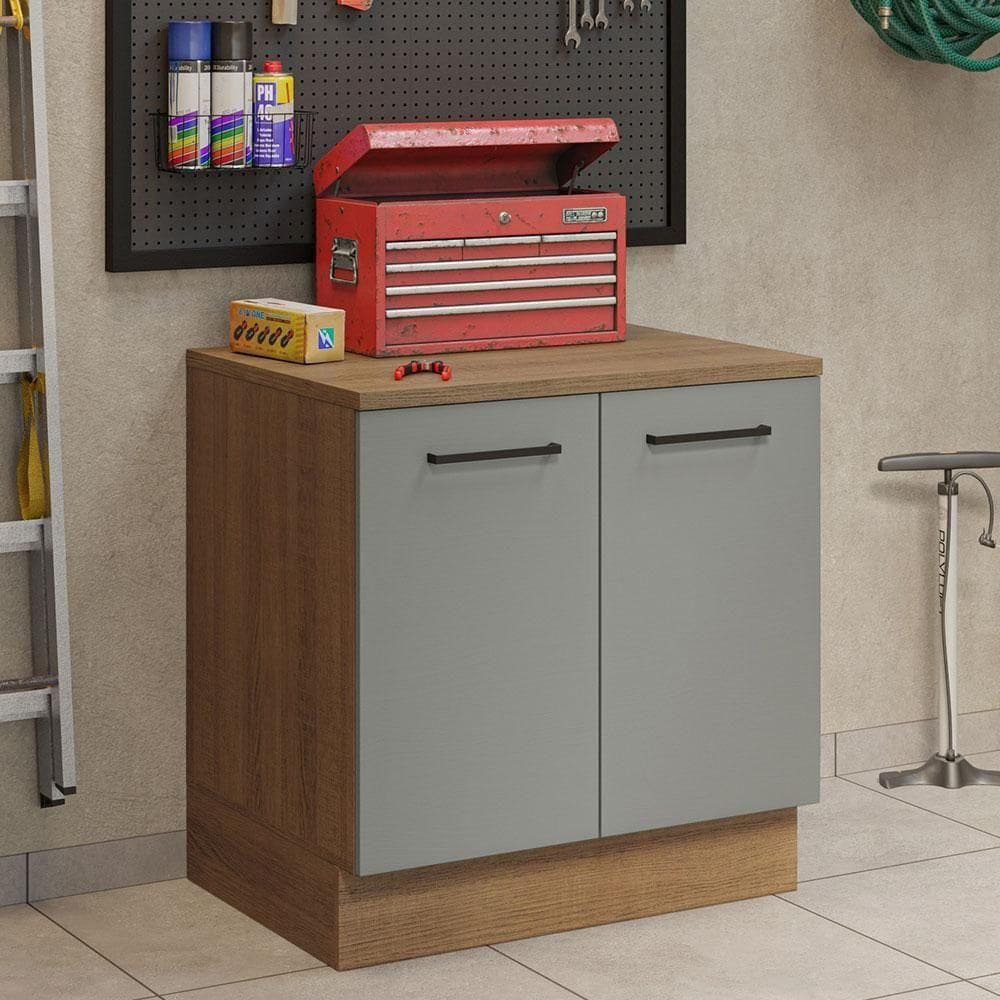 Balcão Multiuso 80cm 2 Portas Rustic/cinza Madesa