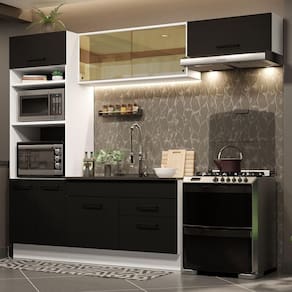 Cozinha Completa 270004 Com Armário E Balcão Branco/Preto