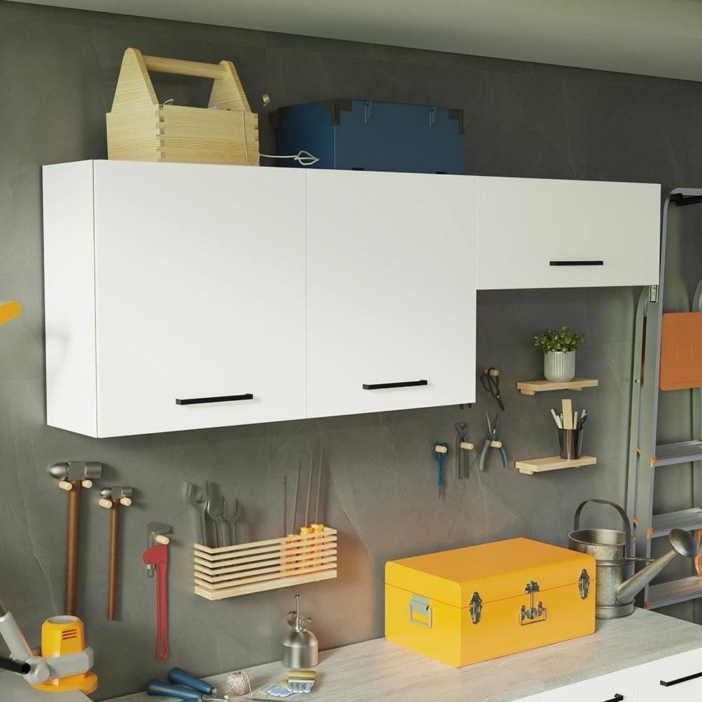 Kit 2 Armários Aéreos Multiuso 3 Portas Branco