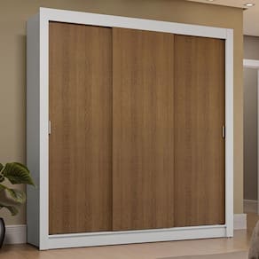 Guarda-Roupa Casal 3 Portas Branco/Rustic Madesa