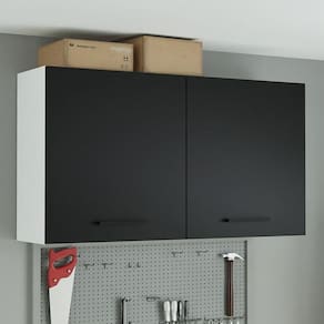 Armário Aéreo Multiuso 120cm 2 Portas Branco/Preto Agata