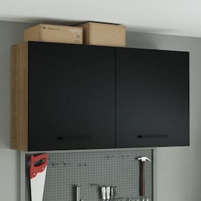 Armário Aéreo Multiuso 120cm 2 Portas Rustic/Preto Agata