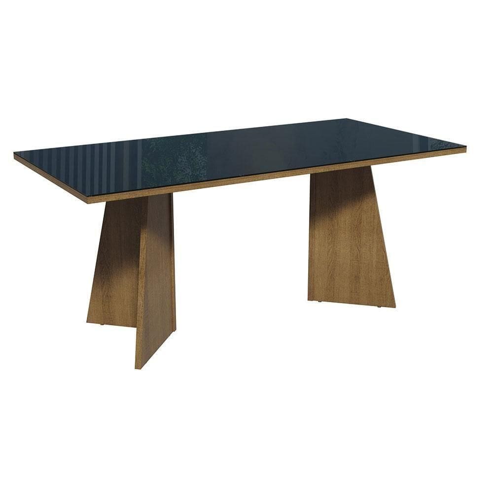 Mesa Jantar Retangular Tampo Vidro Rustic-preto