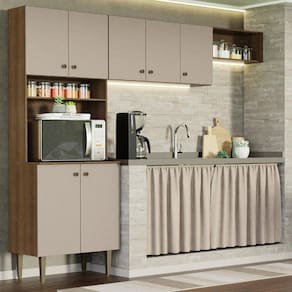Armário Cozinha Compacta Quiosque 235cm Rustic/crema