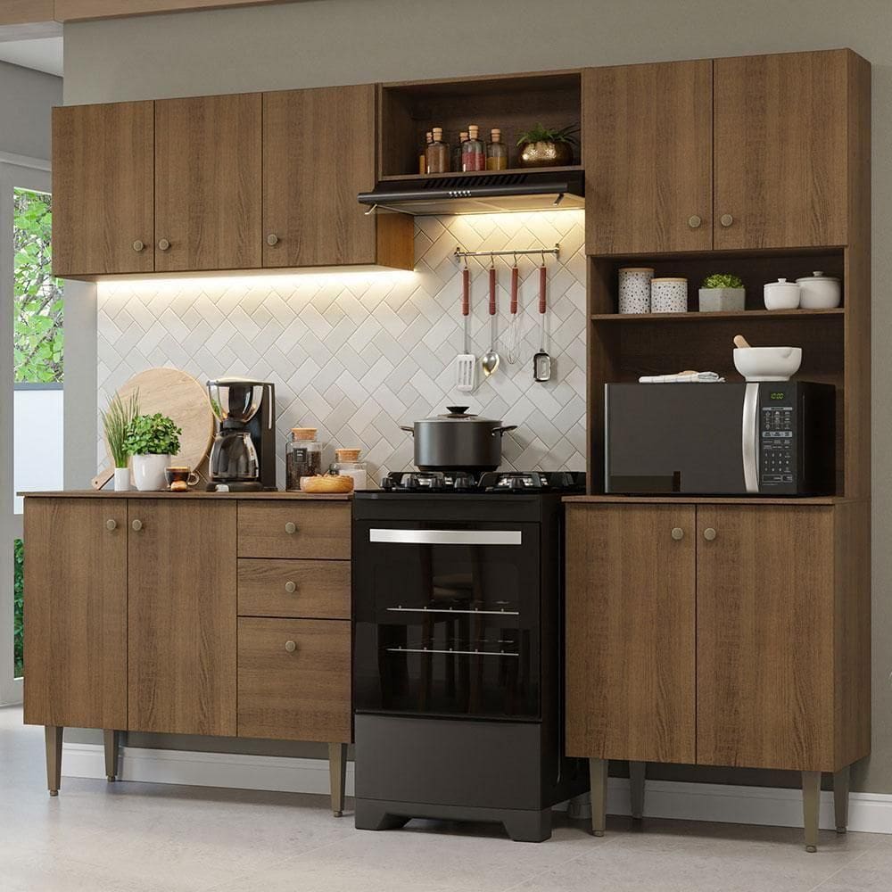 Armário Cozinha Compacta 235cm Rustic Gourmet Madesa 01