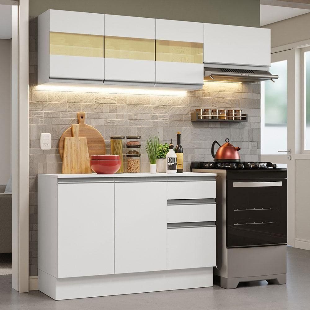 Armário De Cozinha Compacta 100% Mdf 180cm Branco