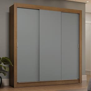 Guarda-Roupa Casal 3 Portas Correr Rustic/Cinza
