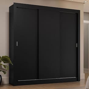 Guarda-roupa Casal 3 Portas Correr Preto Madesa