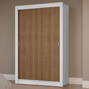 Guarda-Roupa Solteiro 2 Portas Correr Branco/Rustic