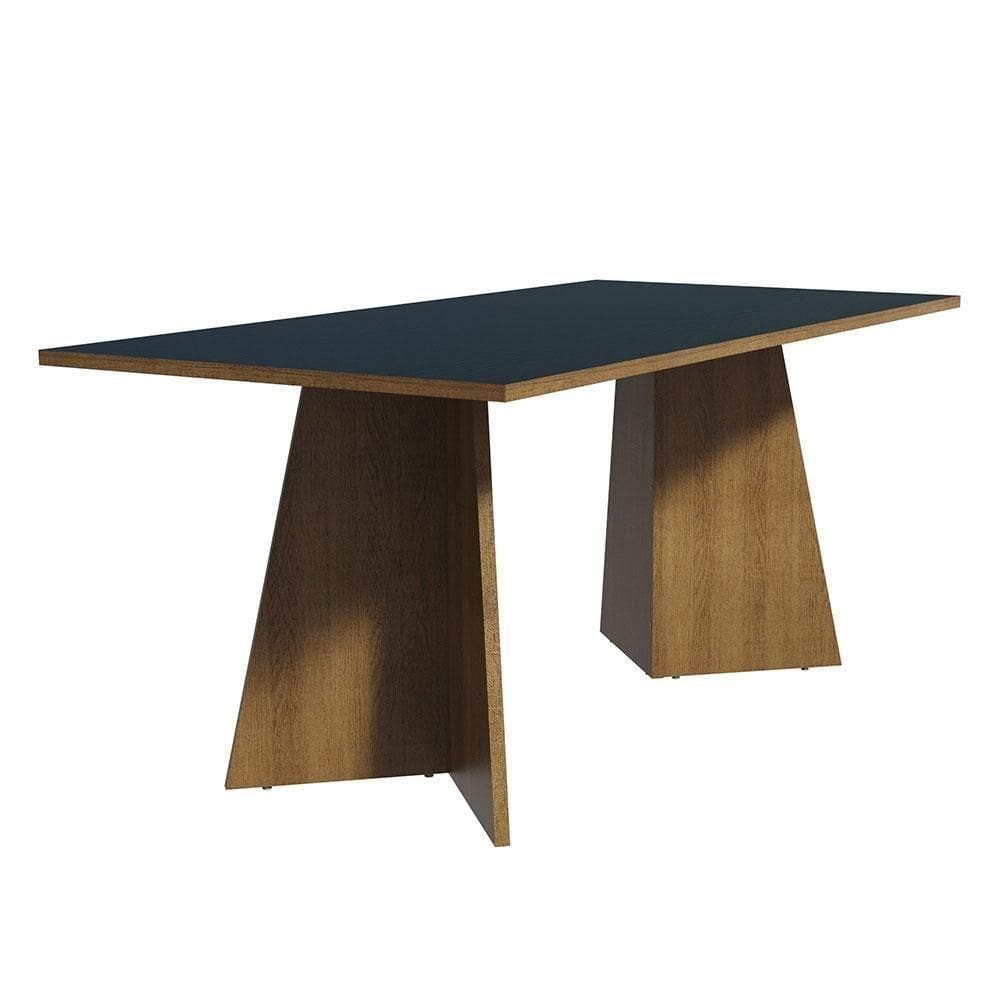 Mesa Jantar Retangular Tampo Madeira Rustic-preto