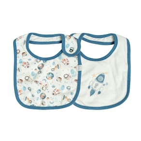 Kit Com 2 Babadores Bebê Menino Espacial Azul - Hug