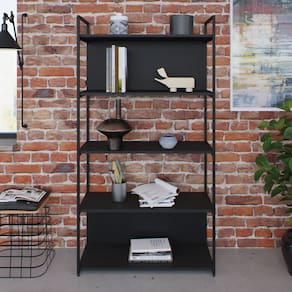 Estante com 5 Prateleiras 152cm X 80cm X 33cm com Fundo Yon Preto