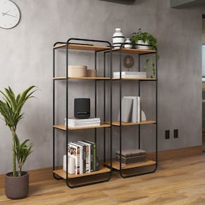 Estante para Livros Estilo Industrial Criare Preto/Marrom