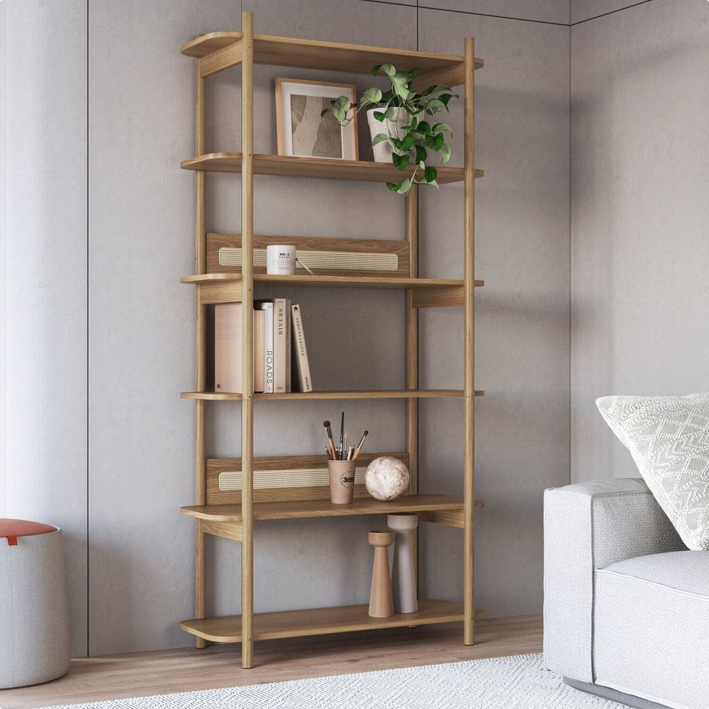Estante 180 Cm 6 Prateleiras Palhinha Pé Madeira Hanover Oslo Hanover