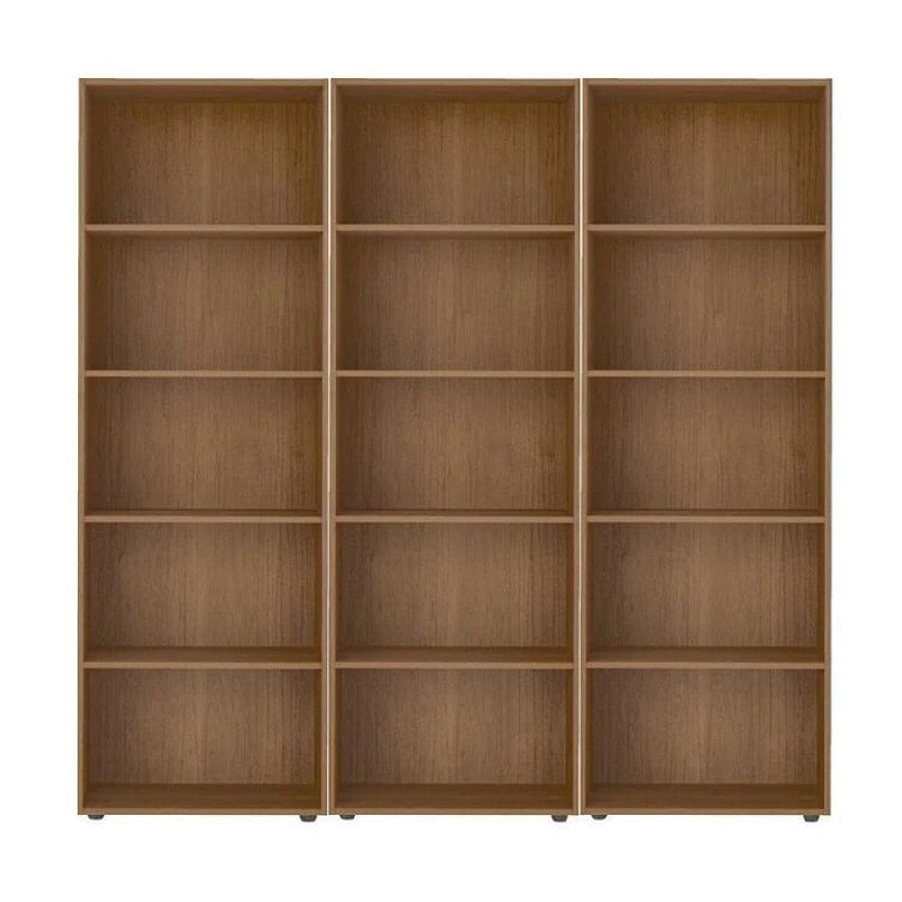 Kit 3 Estantes para Livros com 5 Prateleiras 180cmx60cm Cinamono