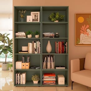 Kit 2 Estantes para Livros com 5 Prateleiras 120cmx60cm Menta