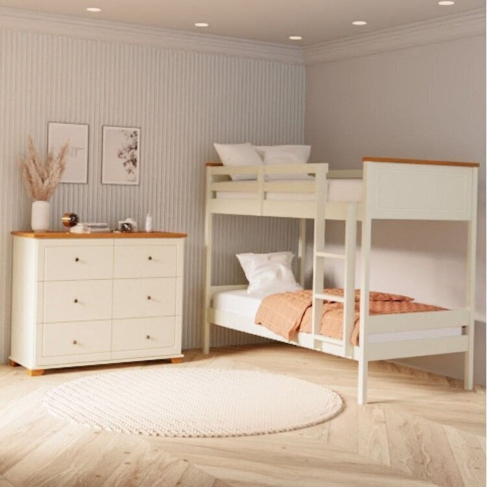 Conjunto Dormitório 1 Beliche 1 Cômoda Ananda CabeCasaMadeiraMadeira Imbuia/Offwhite