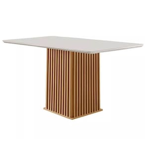 Mesa Riviera 120x80 COM Vidro LJ Móveis Cor Cinamomo Off White