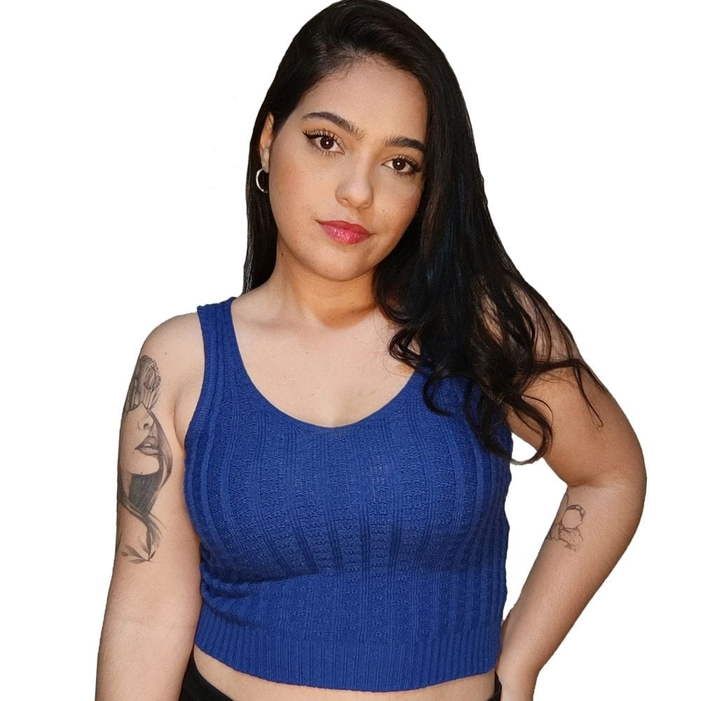 Blusa Cropped Feminina Top Canetran - Katlen Tricot