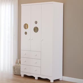 Guarda Roupa Infantil Bolinha 3 Portas 3 Gavetas 100% MDF Móveis Peroba