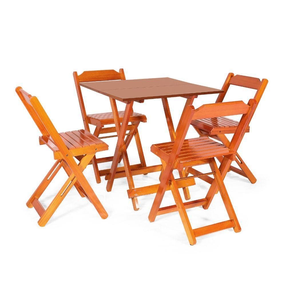 Conjunto Dobrável 70 X 70 Com 4 Cadeiras Dobráveis Mel - M.b Móveis