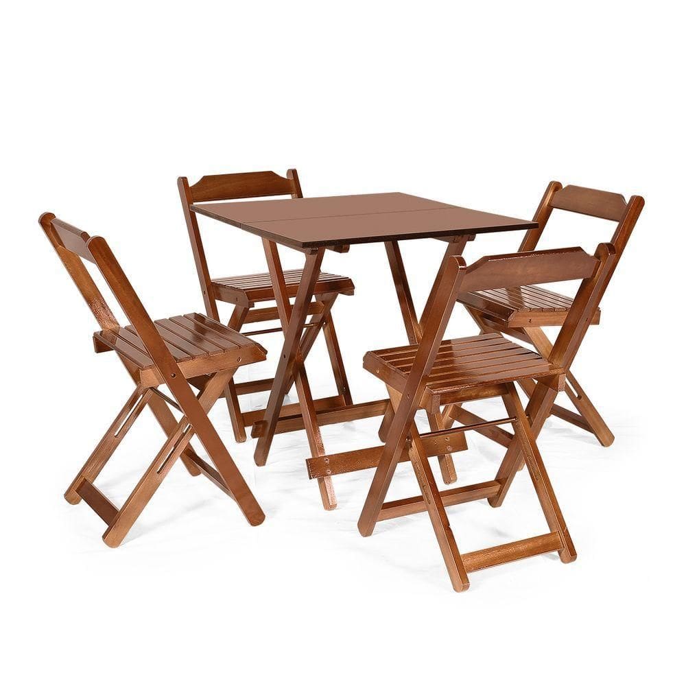 Conjunto Dobrável 70 X 70 Com 4 Cadeiras Dobráveis Imbuia - M.b Móveis