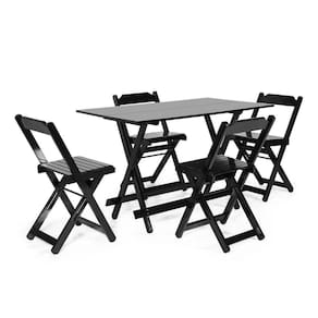 Jogo De Mesa 1,20 X 70 Com 4 Cadeiras Dobráveis De Madeira Cor Preto - M.b Móveis