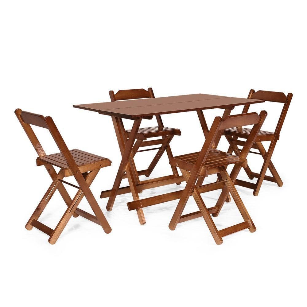 Conjunto Dobrável 120 X 70 Com 4 Cadeiras Imbuia - M.b Móveis