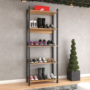 Sapateira Jordan Estilo Industrial 10 Pares Freijó/Black - Panorama Móveis